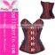 black red and brown satin steel boned jacquard underbust corset