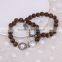Natural Tiger Eye Bracelets, with Crystal Pave Freshwater Pearl Bracelet, Charm Beaded Gem stone Bracelet