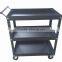Black Rolling Metal 3 Tray Utility Tool Service Push Cart Shelf Storage Wheeled
