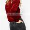 Guangzhou Factory Price Burgundy Velvet Latest Fancy Tops Girls Wholesale