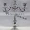 Silver finish aluminum 3 arm candelabra
