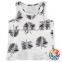Feather Pattern Cotton Sleeveless Baby Clothes Set Summer Girl White Tops And Dark Green Shorts