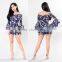 Short Boho Floral Jumpsuit Off the Shoulder Bell Sleeves Floral Print Womens Rompers Jumpsuits Sexy