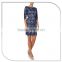Five Quarter Blue Sleeve Lace Crochet Hem Dress lace material