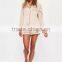 Satin Piped Buttoned Short Pyjama Set Long Sleeve Button Top With Shorts Plain Piping Pajama Set Nude