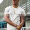 Grey Marl Plain 94% Cotton 6% Elastane Men's Gym Fitted T Shirt Blank Longline Curved Hem T-Shirt Long Drop Tee