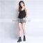 ladies fashion clothing Lace Up Cami Top Black, blusas inverno 2017, woman top