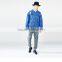 Men's washed distressed broken holes heavy denim jacket with button back