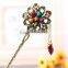 Colorful Women Retro Crystal Flower Hairpins Hair Stick Hair Clip