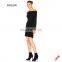 2017 Wholesale custom latest lady fashion black long sleeve sex off shoulder designs net knit dress