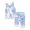 Girls Summer Clothing Sets Kids grid Sundress & pant Outfit solid color