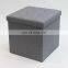 Gray modern fabric linen ottomans storage box stool high quality homely supply ottoman saving space