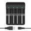 Factory price 4 Slots LED 3.7V li ion Rechargeable Battery Charger for 18650 battery
