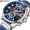 Curren Top Brand Man Watches with Chronograph Sport Waterproof Clock Military Luxury Men's Watch Analog Quartz 8393