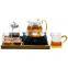 Luxury tea set glass clear tea pot set with heater and tea cup set