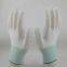white polyester knitted white PU palm coated safety work gloves anti-static comfortable breathable