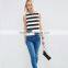 Stripe fashion lady cutting blouse latest tops designs girls