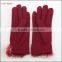 ladies winter warm red woolen hand gloves with fur