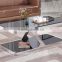 Living room RB-1408 Modern black stoving varnish rectangular tempered glass coffee table with stainless steel tea table