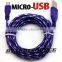 colorful Rapid Charge Braided Micro USB Cable for Samsung for HTC for letv mobiles