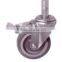 Swivel/Swivel Brake Institutional Castor TPR Wheel, Flange Bearing Fitted with Solid Stem