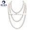 white natural pearl fresh water pearl wedding necklace in double strands