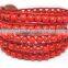 Fashion new style red natural stones leather bead wrap bracelets