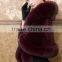 Coffee Color Rex Rabbit Fur Poncho With Fox Fur Collar