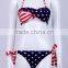 Lady summer bikini American flag swimwear with twist bandeau top