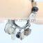 Beaded Stretch Bracelet Gray Czech Glass Bead Bracelet Black Diamond Black Gemstone Boho Chic Bracelet For Women