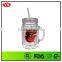 20oz bpa free plastic wholesale mason jars with handle and straw