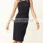 Custom manufacture midi zipper outside woven sleeveless dress