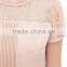 Pink wrinkled round neckline short sleeve belt waist short jumpsuit