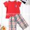 Summer new arrival boys T-shirt two-piece suits boys plaid pants suits
