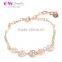 Hot Selling Rose Gold Plating Rose Flower Silver Bracelet
