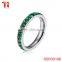 316L Stainless Steel Emerald Green Cubic Zirconia CZ Eternity Wedding 4MM Band Ring