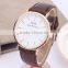 promotional gift genuine leather band thin plate classic quartz watch for business men