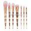 Wholesale high quality 7pcs rainbow handle cosmetic makeup brush set for women