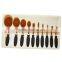 High Quantility New Type Best Selling Cosmetic Foundation 10Pcs Rose Gold Oval Makeup Brush Set