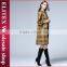2015 European Design Yellow Plaid Wind Coat Ladyies Winter Dress