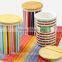 3 Sets Ceramic Canister With Wooden Lid,Stoneware With Decal