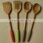 Wood Utensils 4-Pieces Set, Made of Beech wood with Silicone sleeve Round Handle