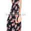 Wholesale Plus size Short sleeve round neck elastic waist floral print maxi dress with inseam pockets
