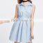Summer New Arrival Women Sleeveless Casual Elegant Vestidos Summer Ladies Blue Vertical Striped Shirt Dress