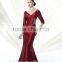 popular satin long sleeve beaded evening dress 2015