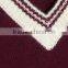 V-Neck Burgandy and Ivory Color Combination Women's Cashmere Sweater in Raglan Sleeves Design