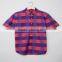 100% cotton latest design concise plaid short sleeve oem custom man shirt