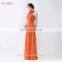 Orange Bridesmaid Dresses Cheap Floor Length Pleated Peach Color Chiffon On Sale Halter Bridesmaid Dresses