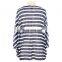 Navy Stripe Print Lady Plus Size Top Poncho Women Apparel