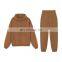 Women Causal Plain Loose 2 Pieces Drawstring Jogger Sweatpants Crop Thick Fleece Hoodie Two Piece Set